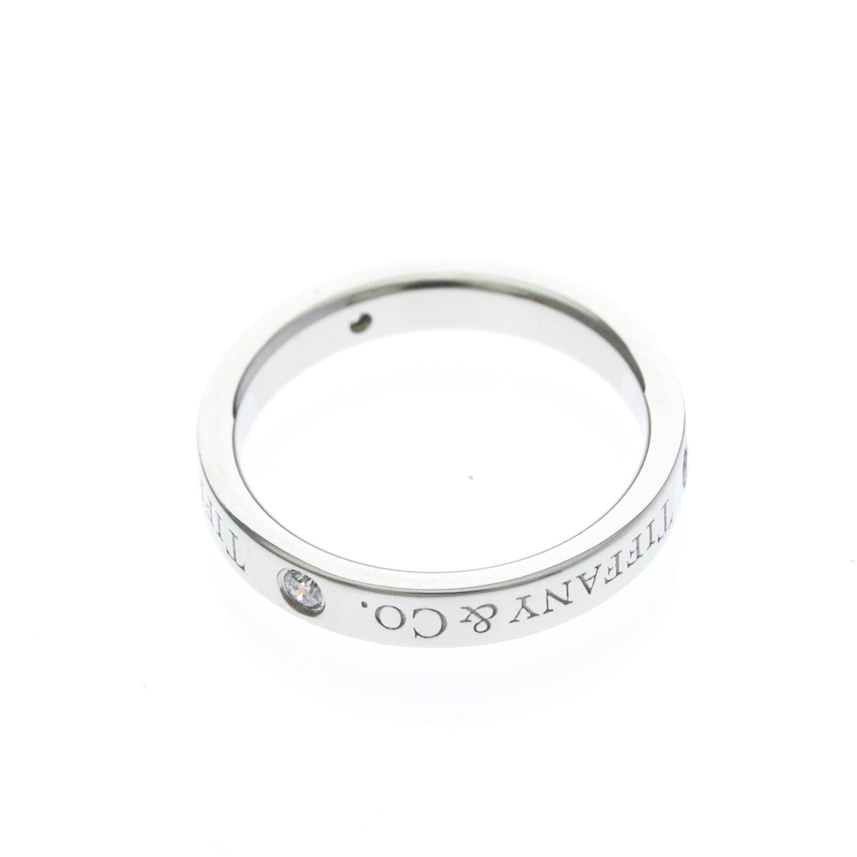 Tiffany Flat Band · Three Diamonds · Platinum