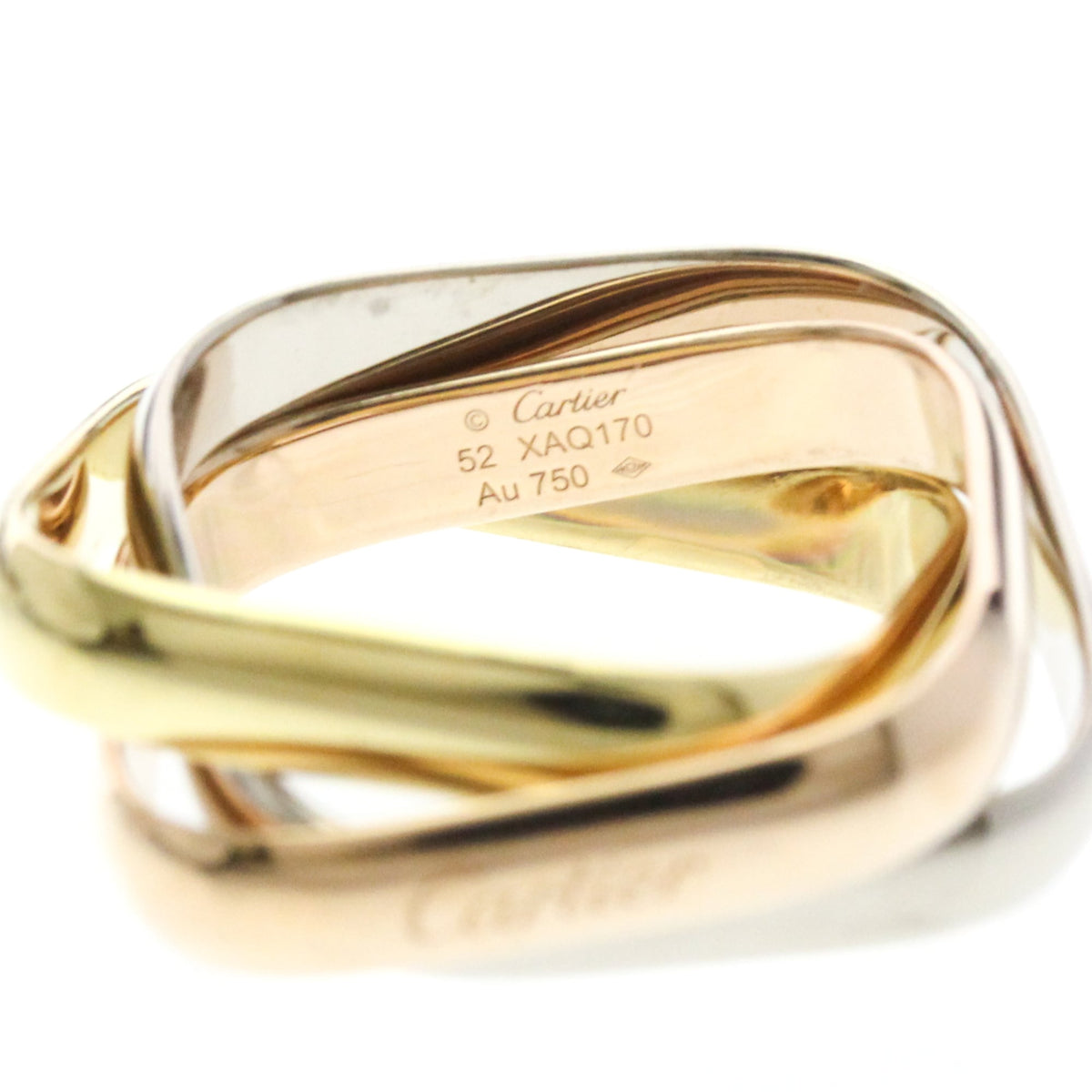 Cartier Trinity Cushion · Tri-Gold · Size 6 (EU 55)