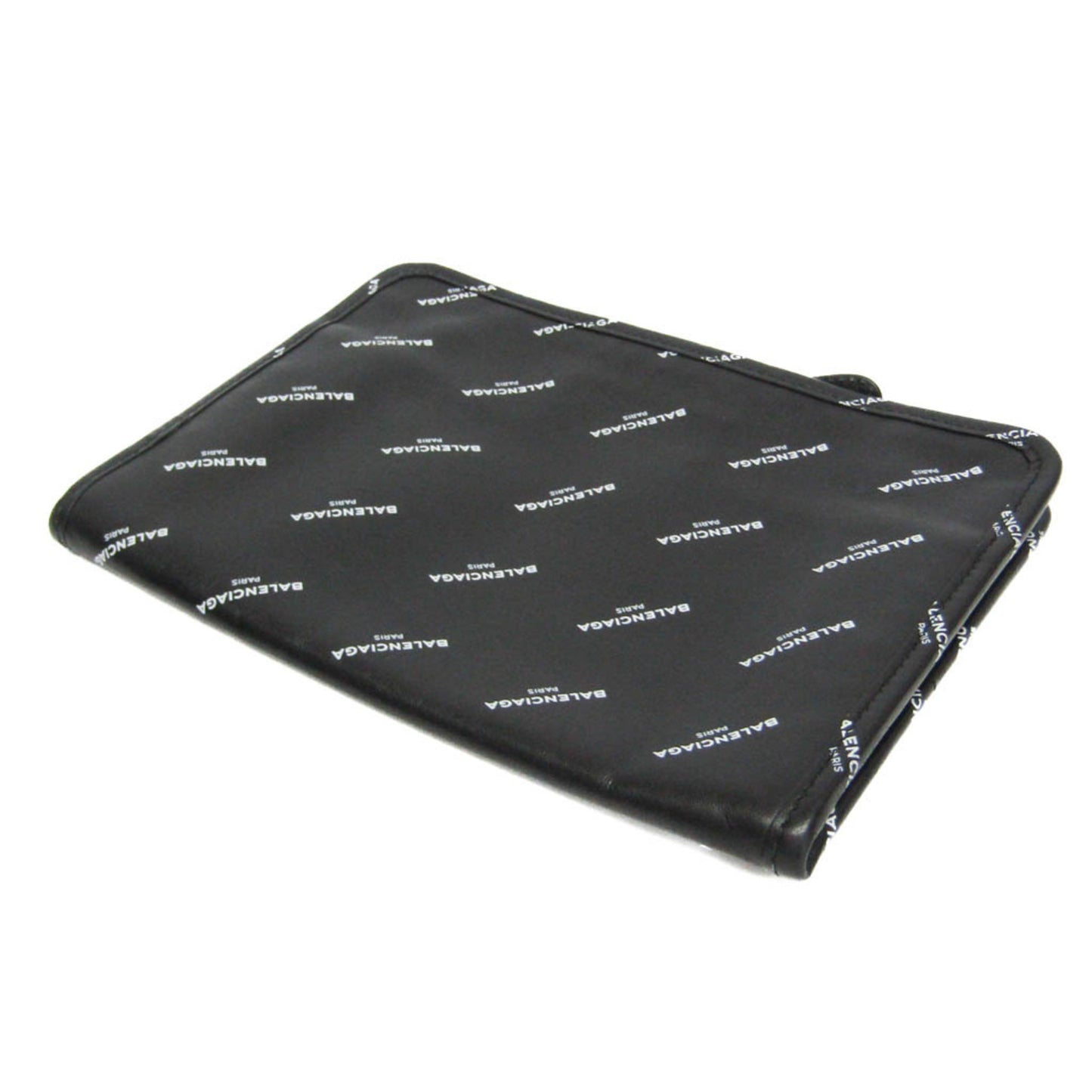 Balenciaga Logo Print Leather Clutch