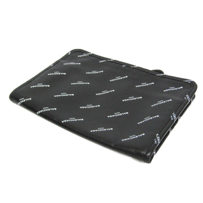 Balenciaga Logo Print Leather Clutch