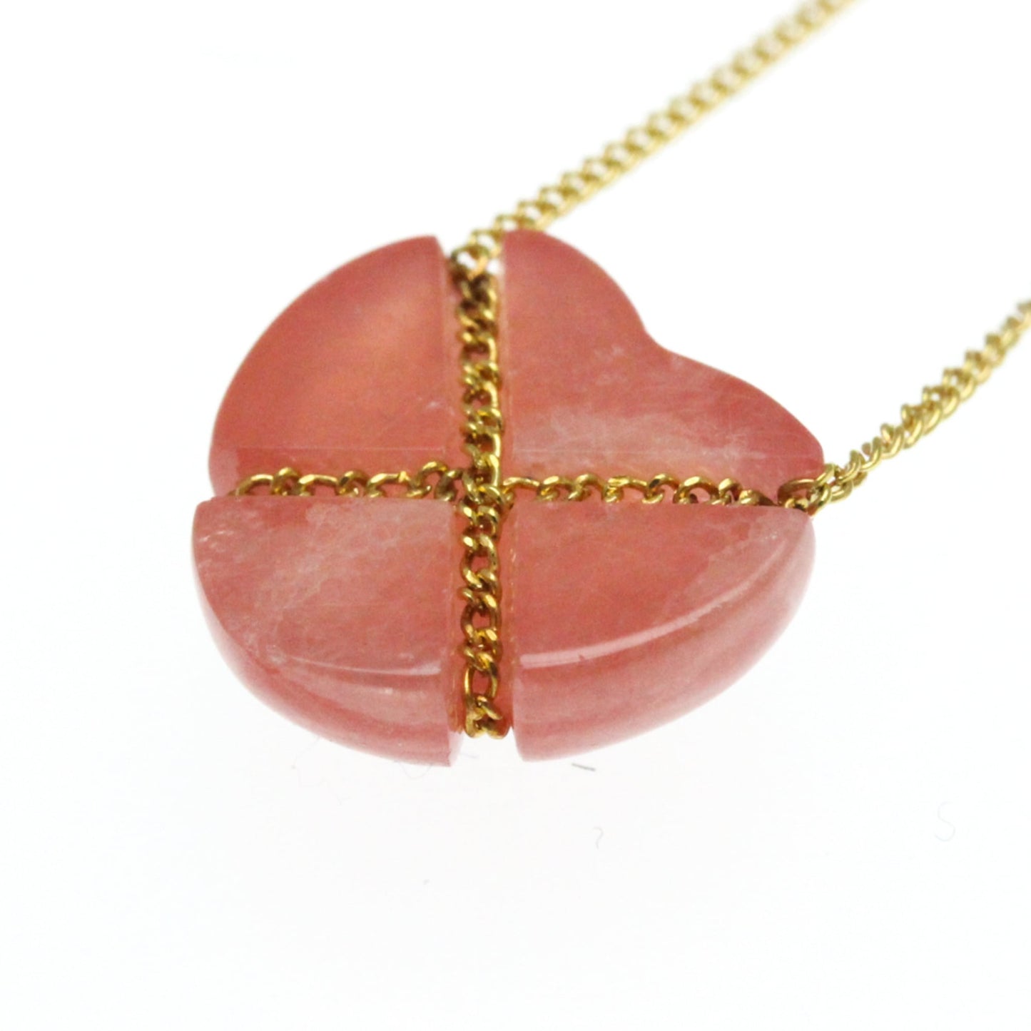 Tiffany Cross Heart · Rhodochrosite · 18K