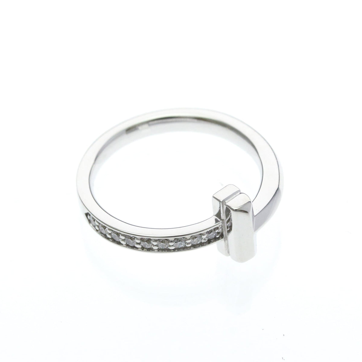 Tiffany T One · Diamond · 18K White Gold · Size 4.5 (EU 51.25)