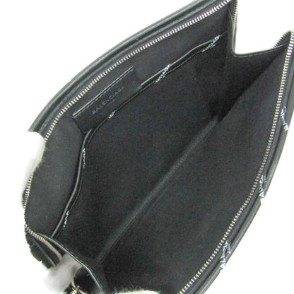 Balenciaga Logo Print Leather Clutch