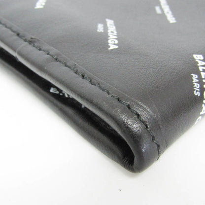 Balenciaga Logo Print Leather Clutch