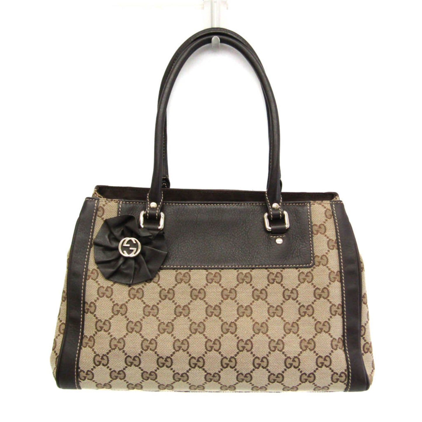 Gucci GG Canvas · Leather Handbag
