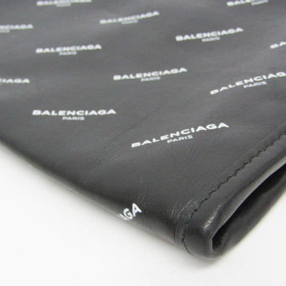 Balenciaga Logo Print Leather Clutch
