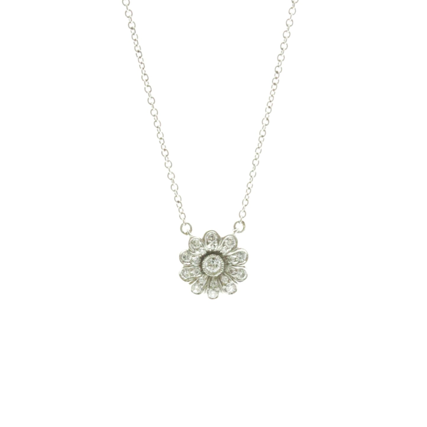 Tiffany · Platinum Diamond Flower Pendant