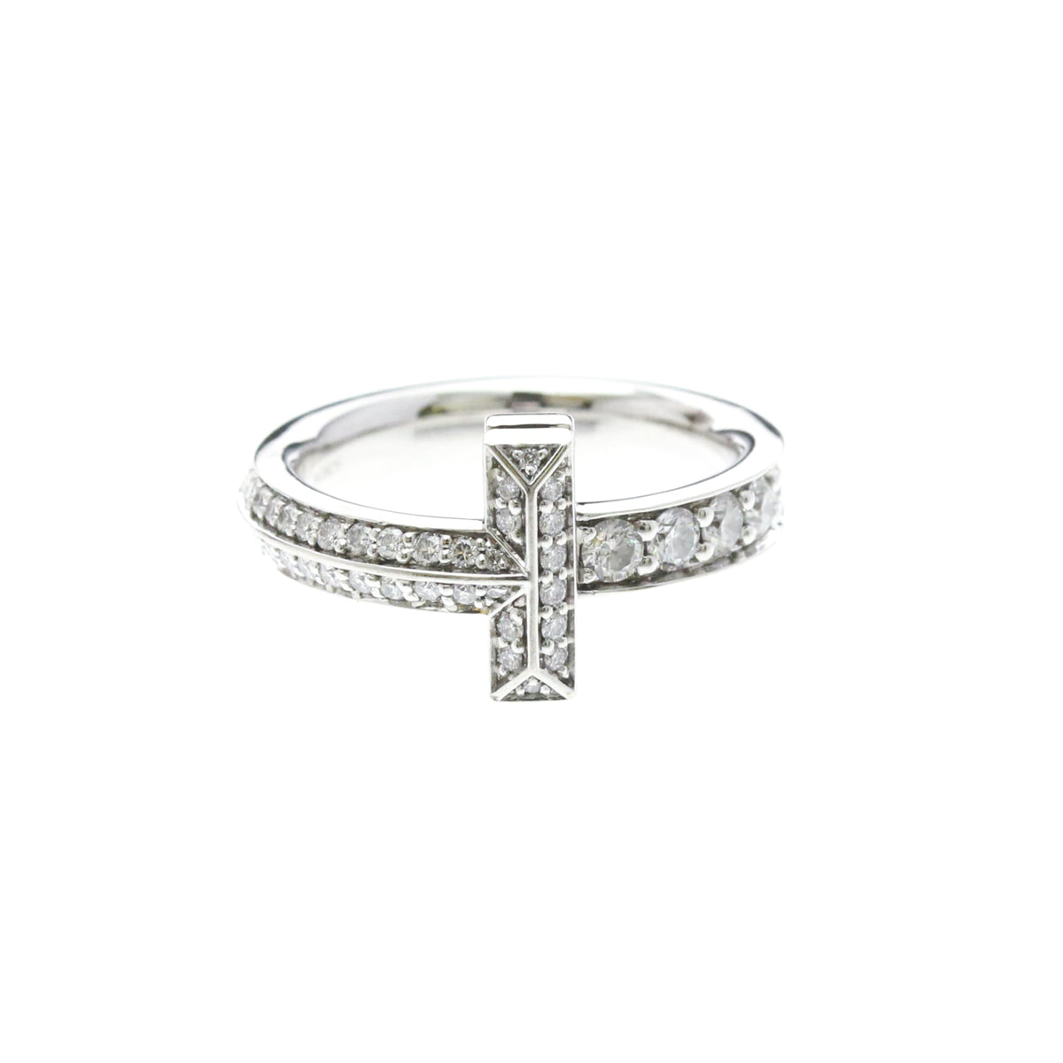 Tiffany T One · 18K White Gold · Diamond · Size 4.5 (EU 51.25)