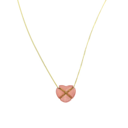Tiffany Cross Heart · Rhodochrosite · 18K