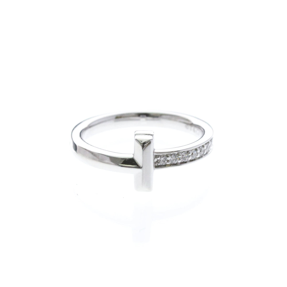 Tiffany T One · Diamond · 18K White Gold · Size 4.5 (EU 51.25)