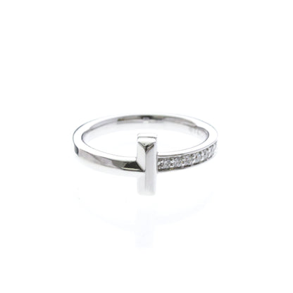 Tiffany T One · Diamond · 18K White Gold · Size 4.5 (EU 51.25)