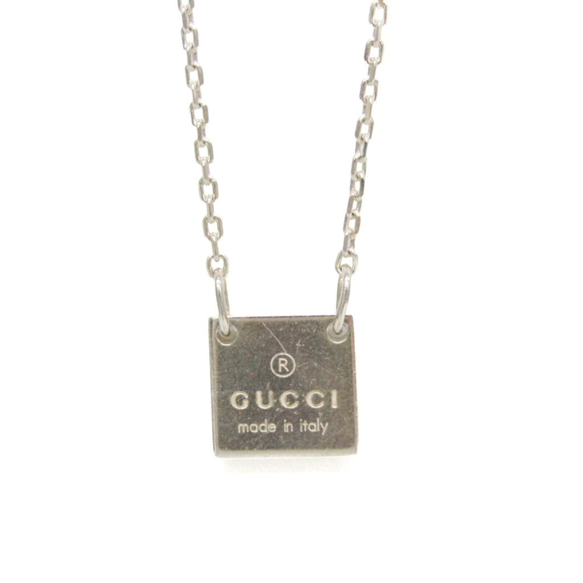 Gucci Square Plate · Sterling Silver Pendant