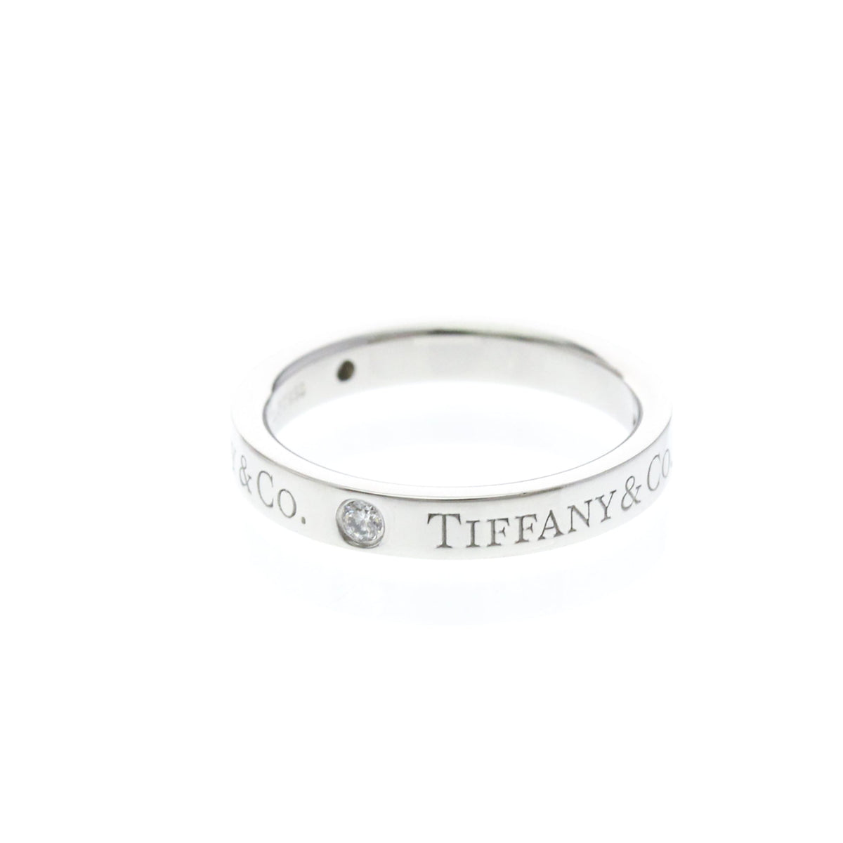 Tiffany Flat Band · Three Diamonds · Platinum