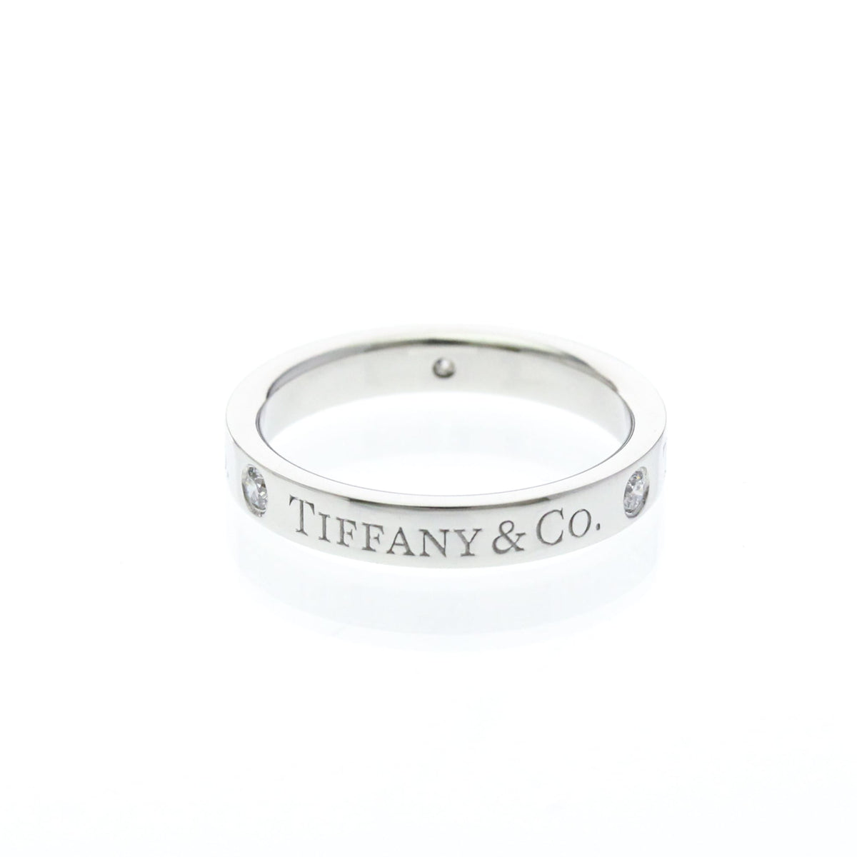 Tiffany Flat Band · Three Diamonds · Platinum