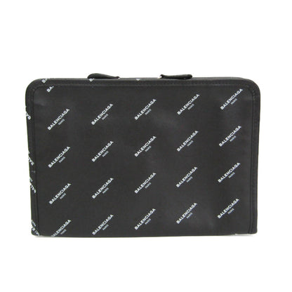 Balenciaga Logo Print Leather Clutch