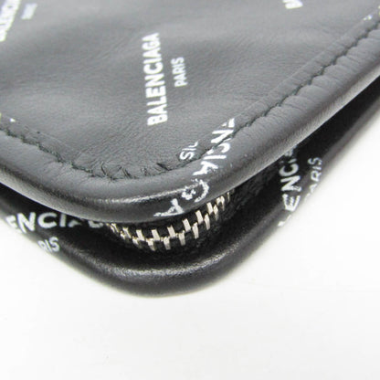 Balenciaga Logo Print Leather Clutch