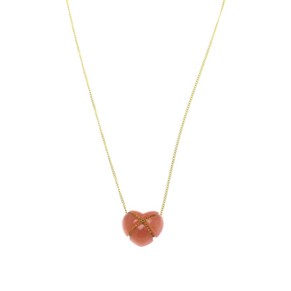 Tiffany Cross Heart · Rhodochrosite · 18K