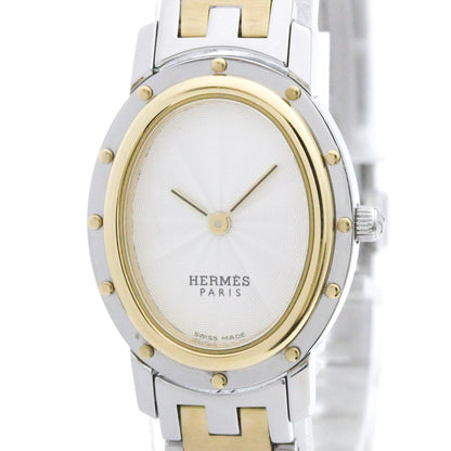 Hermès Clipper Oval · Steel & Gold