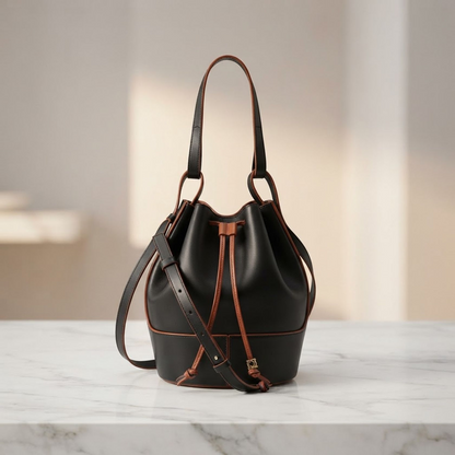 LOEWE Balloon Bag Medium crossbody Shoulder Hand Bag leather Black Used Women