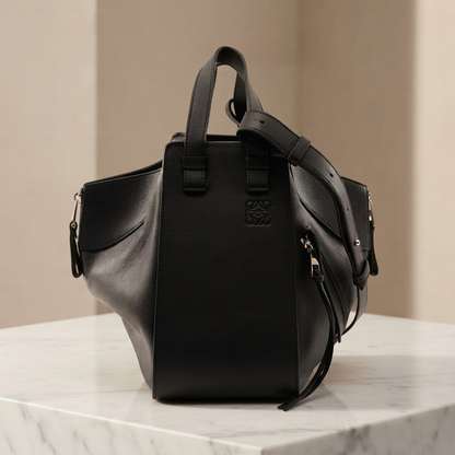 LOEWE HAMMOCK SMALL Shoulder Handbag 387.30.S35 leather Black Used Women