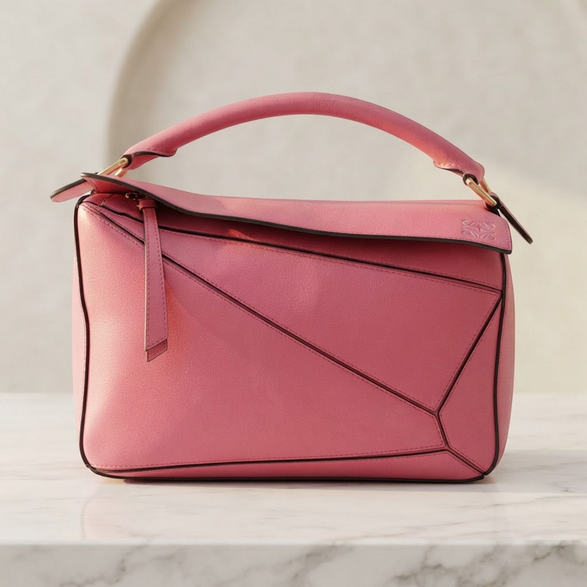 LOEWE Puzzle Bag Medium 2WAY Handbag Pink leather