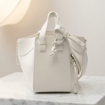 LOEWE Hammock Bag Compact shoulder crossbody Handbag leather White Used Women