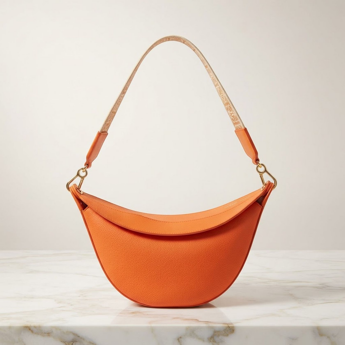 LOEWE Luna SMALL Shoulder hand Bag leather Orange Used Women