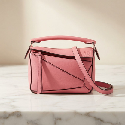 LOEWE Puzzle mini Shoulder Crossbody Handbag leather Pink Used Women