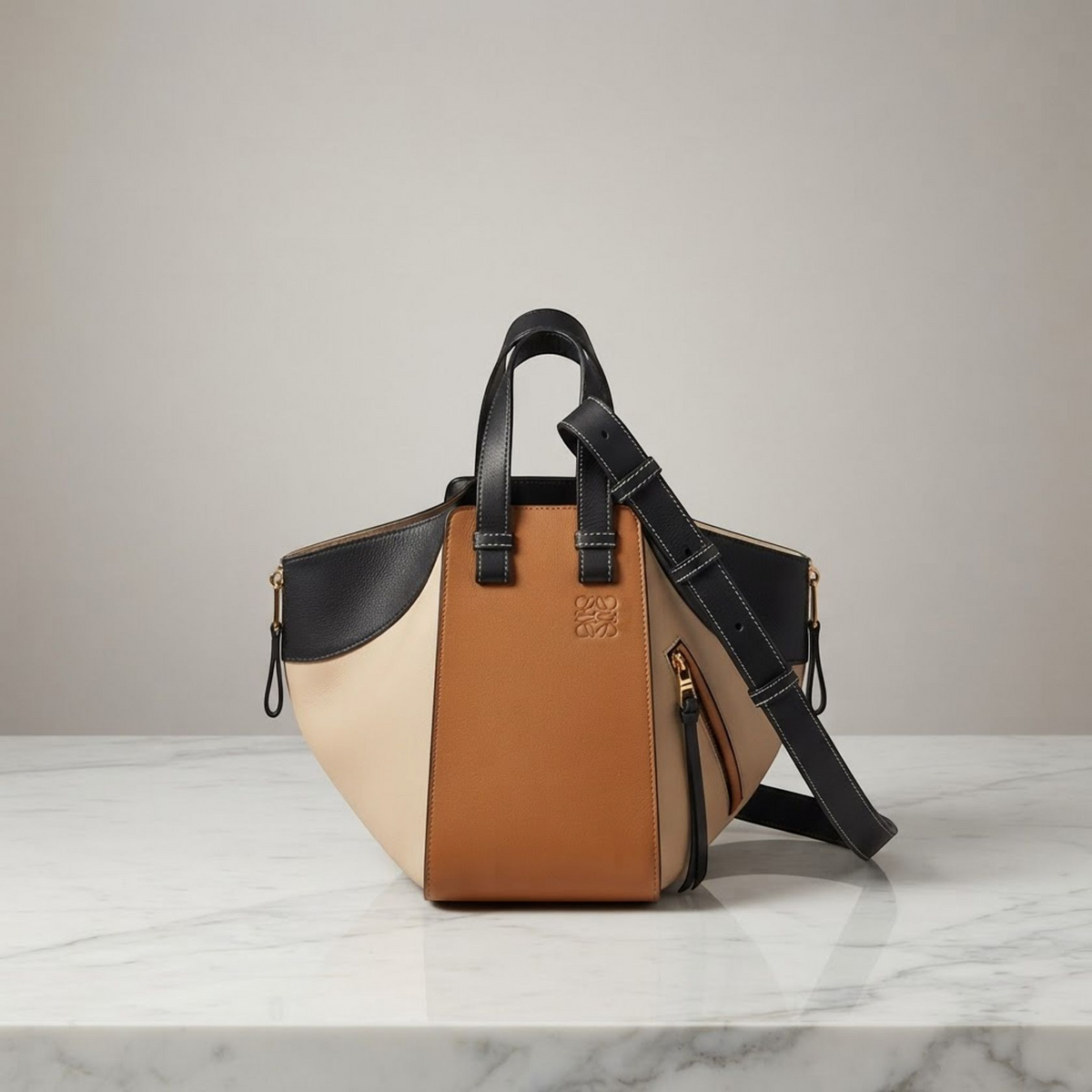 LOEWE Handbag Hammock Bag Small 2-Way leather Black/Brown/Beige