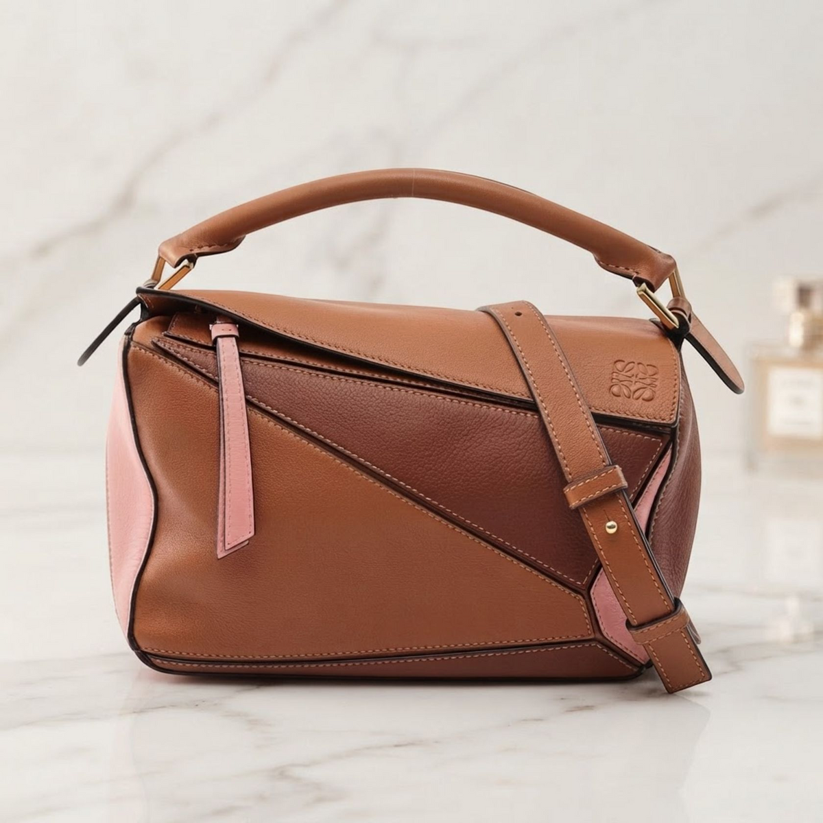 LOEWE Handbag Puzzle Bag Small 2WAY leather Brown/Pink
