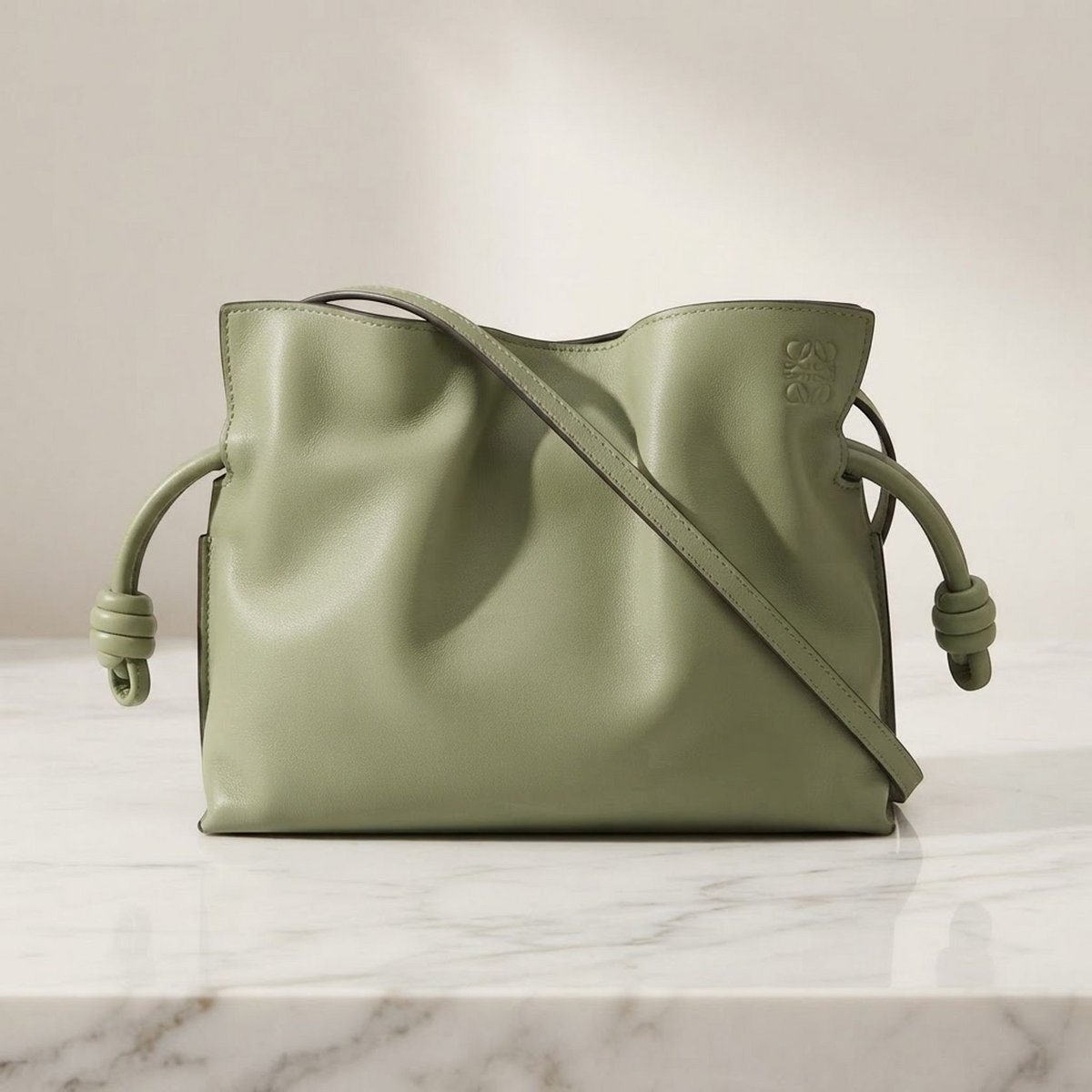 LOEWE Shoulder Bag Flamenco clutch mini leather Green A411FC2X17