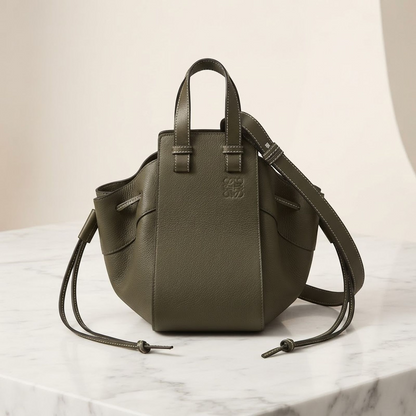 LOEWE SHW Hammock 2 Way Shoulder Bag Calfskin Leather Green