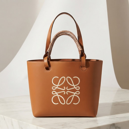 LOEWE Anagram Tote Small Tote Bag 2way Bag Calfskin Leather Brown