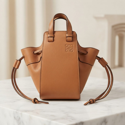 LOEWE SHW Hammock Mini Hand Shoulder Bag Crossbody 051850 Calfskin Leather Brown