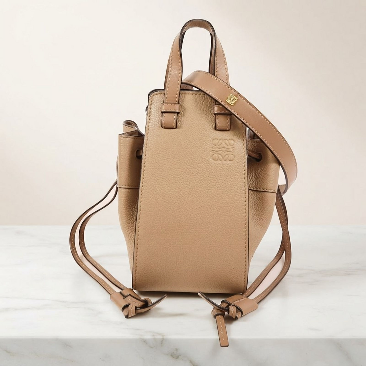 LOEWE Mini Hammock 2way Shoulder Bag Calfskin Leather Brown