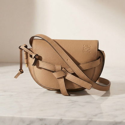 LOEWE GHW Mini Gate Shoulder Bag Crossbody Calfskin Leather Grey
