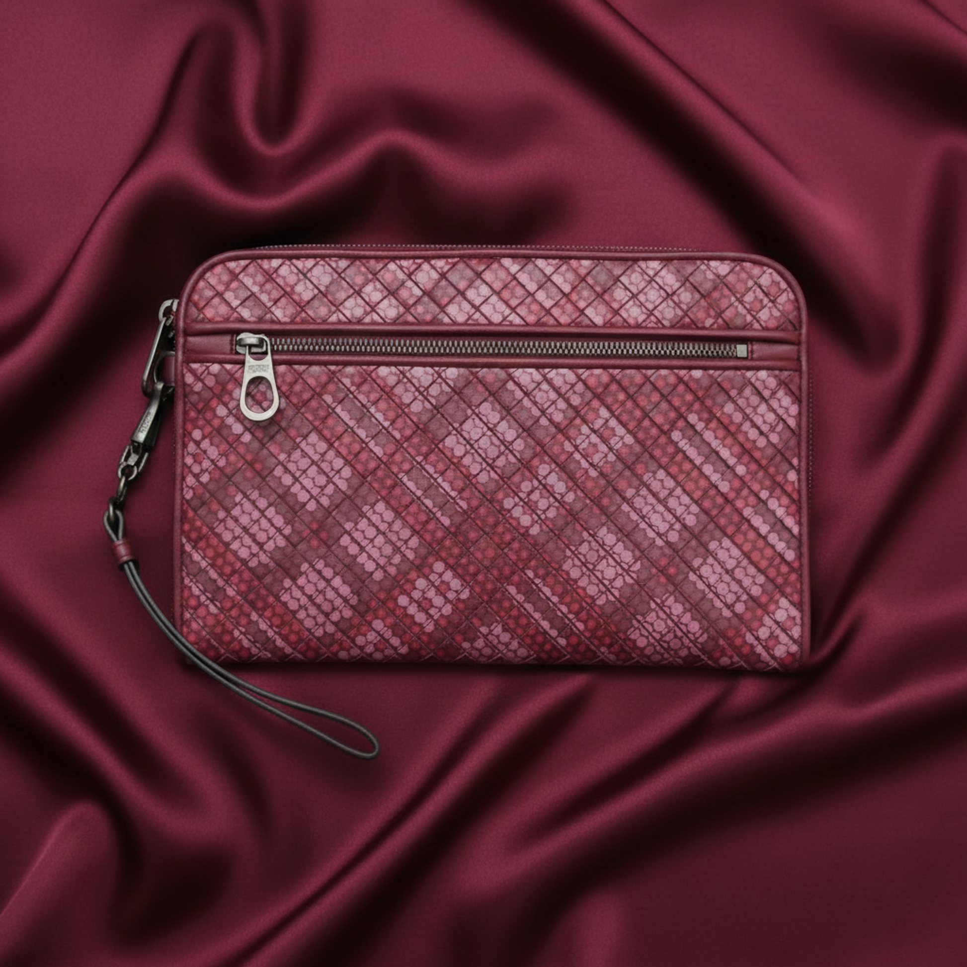 Bottega Veneta Intrecciato 493190 Men,Women Leather Clutch Bag Wine