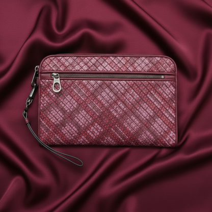 Bottega Veneta Intrecciato 493190 Men,Women Leather Clutch Bag Wine