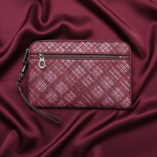 Bottega Veneta Intrecciato 493190 Men,Women Leather Clutch Bag Wine
