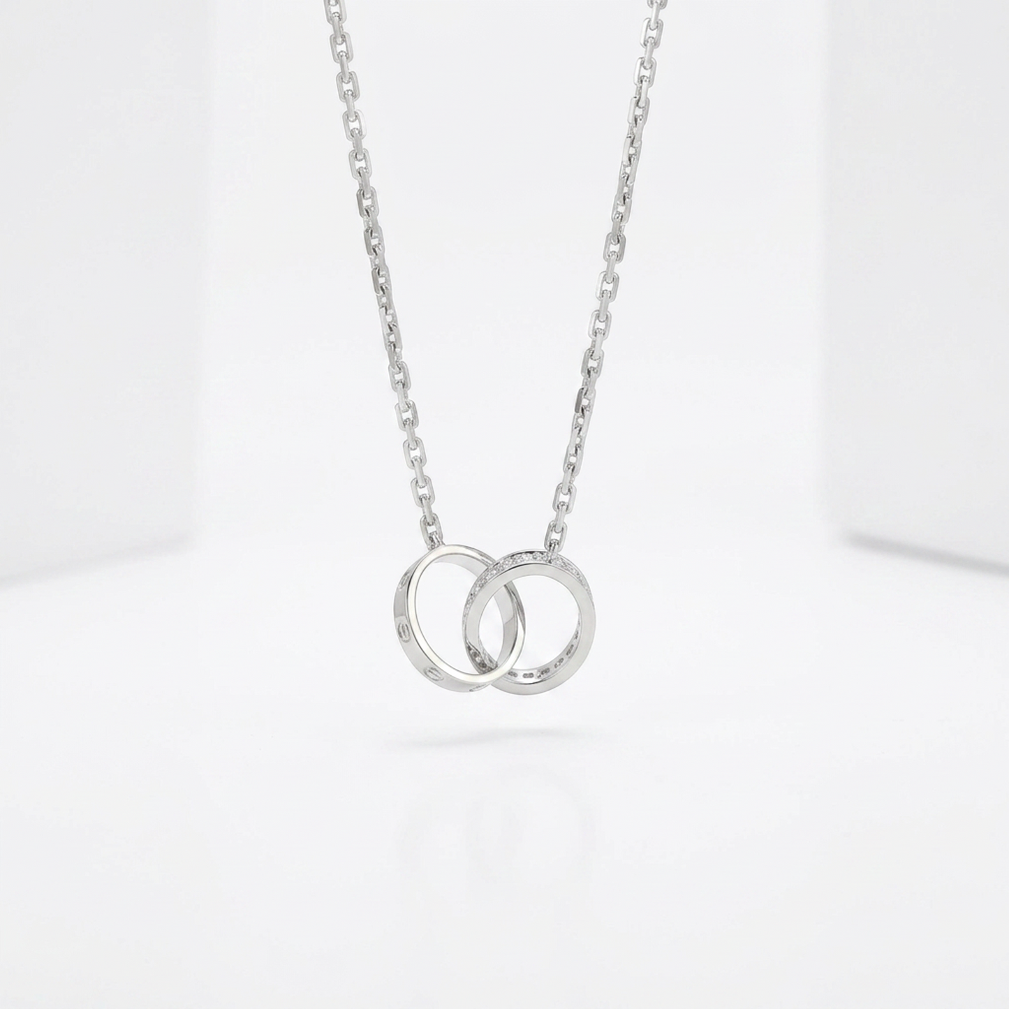 Cartier Baby Love Diamond Necklace White Gold (18K) Diamond Men,Women Fashion Pendant Necklace (Silver)