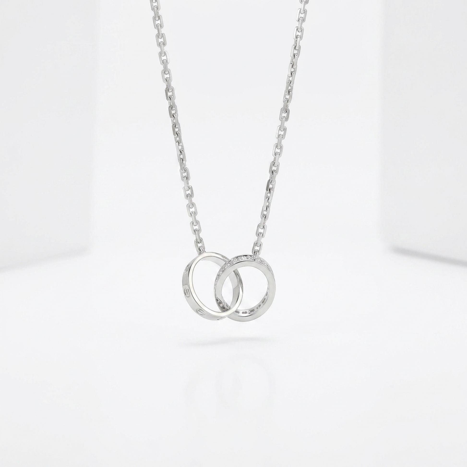 Cartier Baby Love Diamond Necklace White Gold (18K) Diamond Men,Women Fashion Pendant Necklace (Silver)