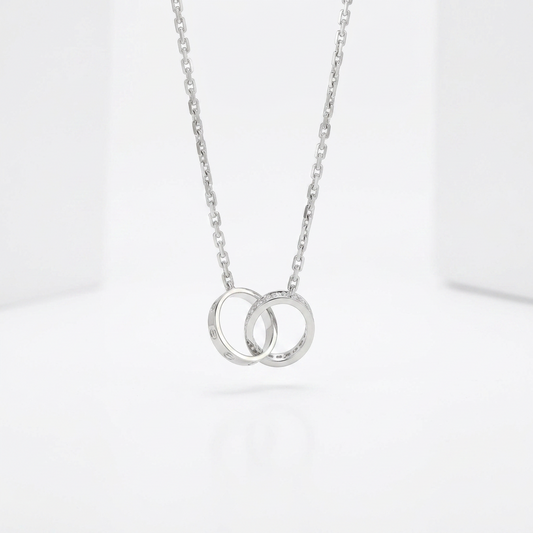 Cartier Baby Love Diamond Necklace White Gold (18K) Diamond Men,Women Fashion Pendant Necklace (Silver)
