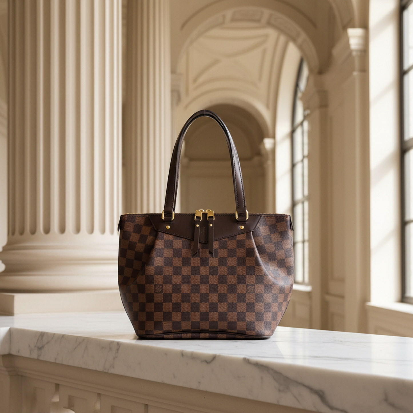 Louis Vuitton Damier Westminster PM N41102 Women's Handbag Ebene