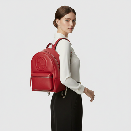 Gucci Soho Interlocking G 536192 Women's Leather Backpack Red Color