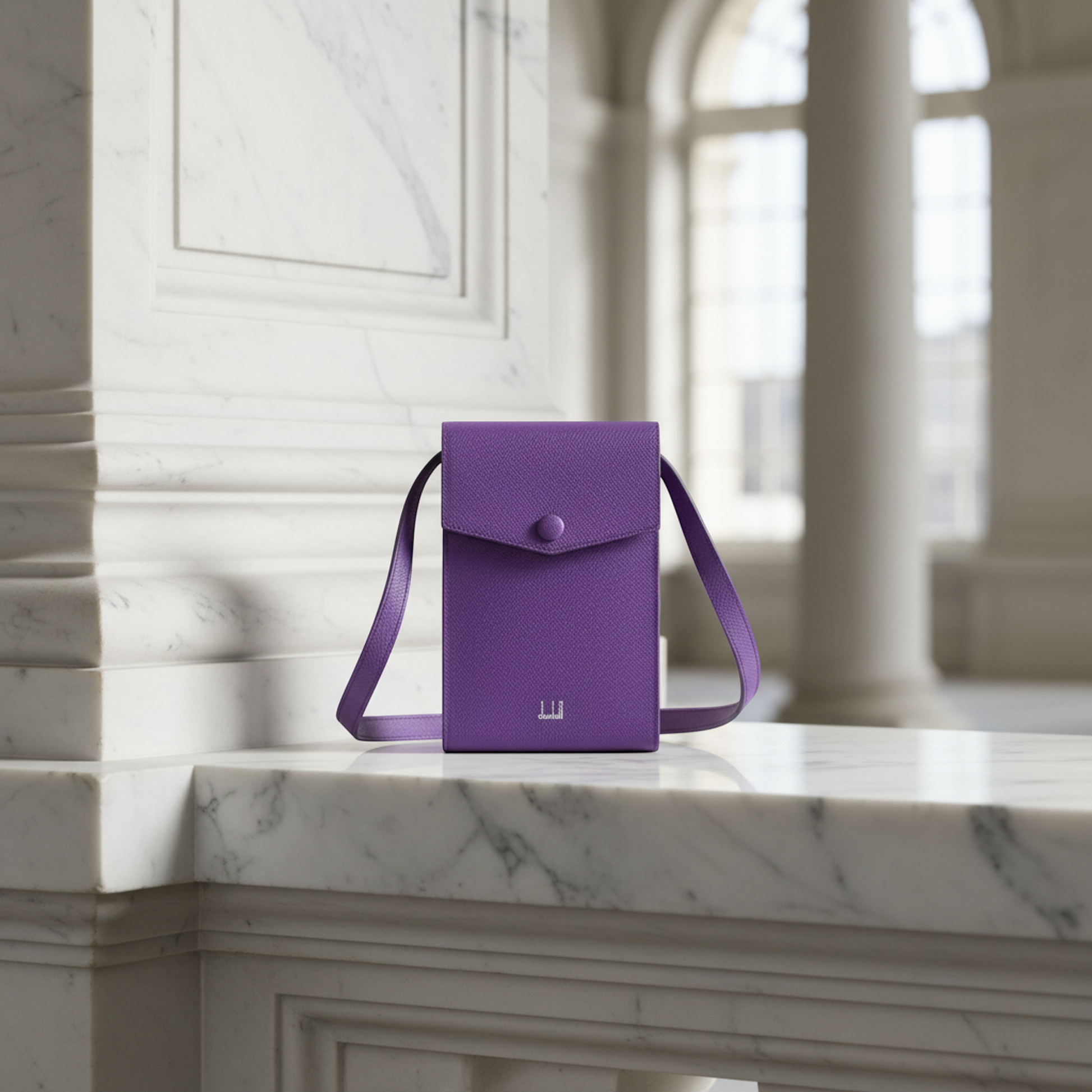 Dunhill CADOGAN Mini Shoulder Pouch Women,Men Leather Pouch,Shoulder Bag Purple