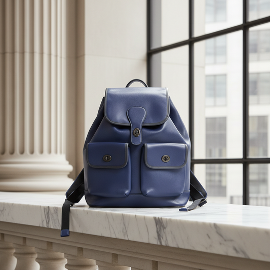 Coach Heritage C2902 Men's Leather Backpack Blue