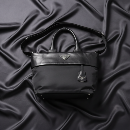 Prada TESSUTO NAPPA D 1BG959 Women's Nylon,Nappa Leather Handbag,Shoulder Bag Black
