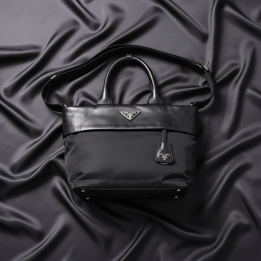 Prada TESSUTO NAPPA D 1BG959 Women's Nylon,Nappa Leather Handbag,Shoulder Bag Black