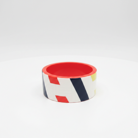 Hermes Bias H GM Lacquer,Wood Bangle Multi-color