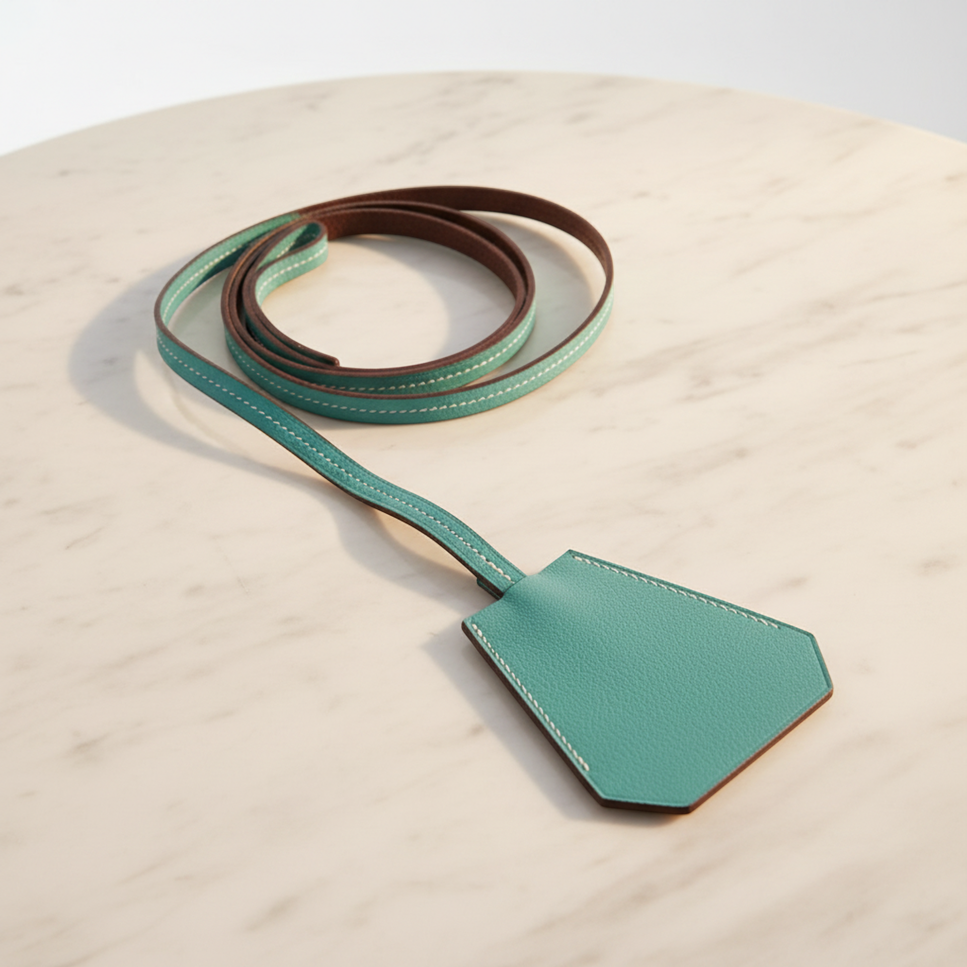 Hermes Clochette Key Ring Leather,Metal Men,Women Casual Pendant Necklace (Green)
